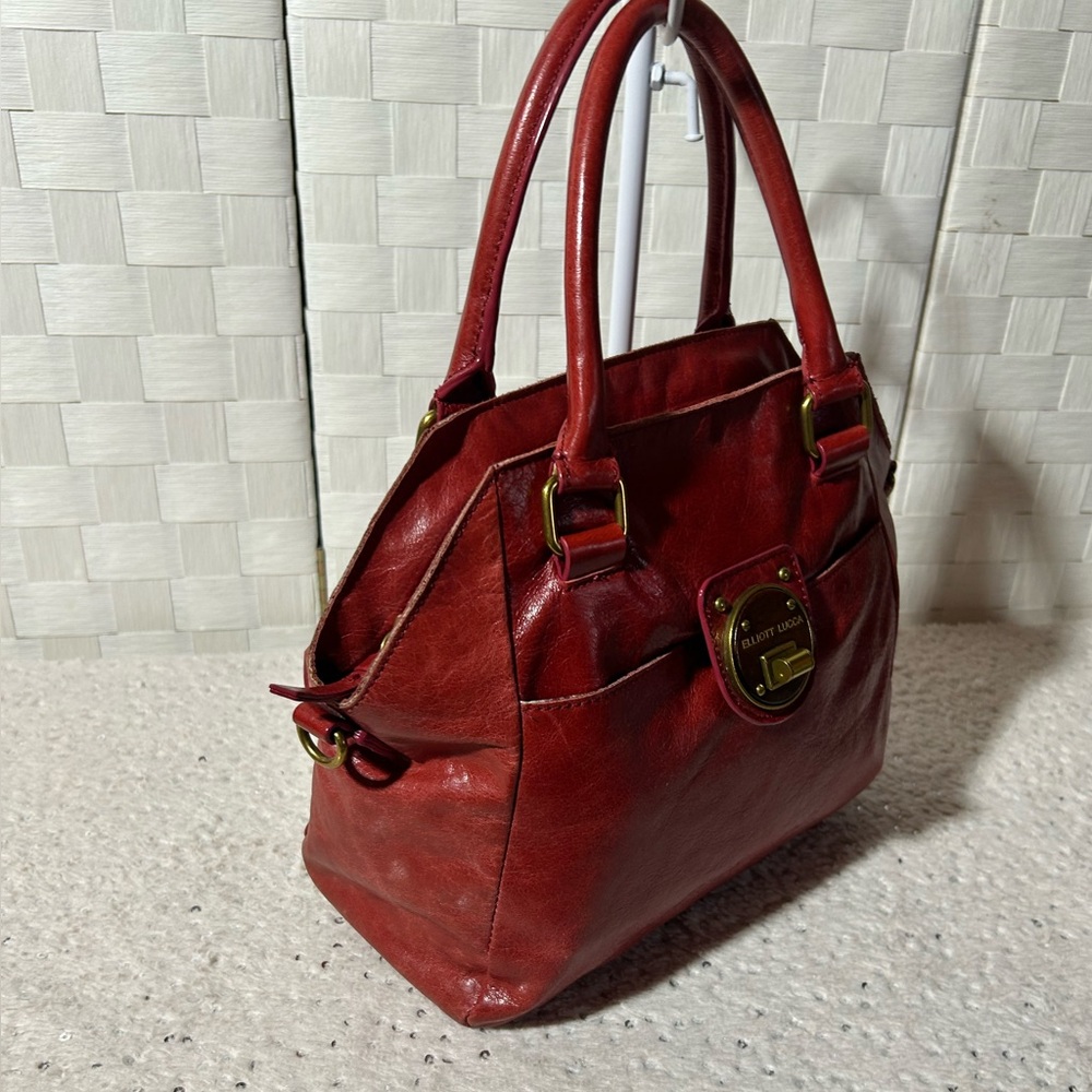 Elliott Luca Red Leather Handbag satchel - Picture 5 of 12
